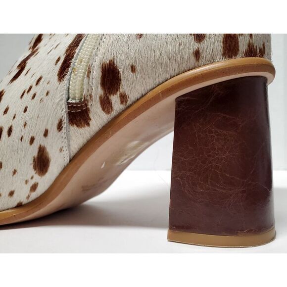 Alohas Boots Cow Calf Hair 11.5US EU42 Animal Print Heel Side Zip Cream/ Brown - Picture 14 of 16